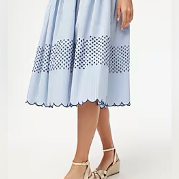 J. Crew Factory Banker Stripe Blue Embroidered midi skirt - Picture 6 of 12